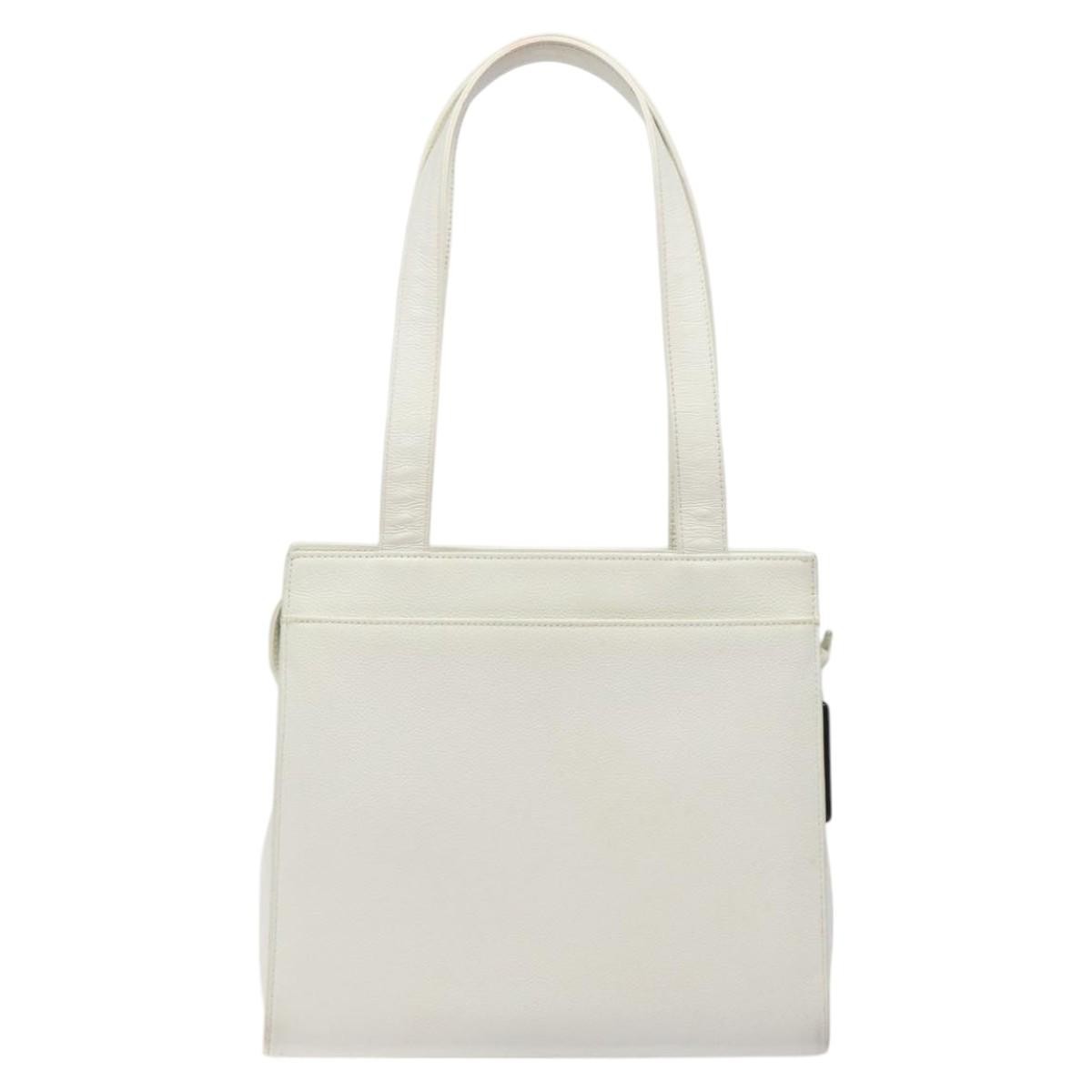 Chanel Vintage CC Lock Tote Caviar, WHITE, LEATHER, Shoulder bag