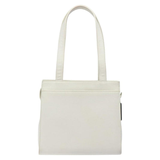 Chanel Vintage CC Lock Tote Caviar, WHITE, LEATHER, Shoulder bag