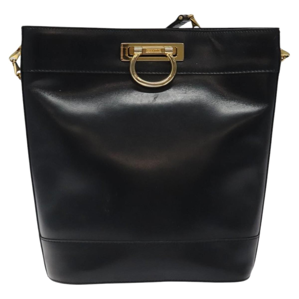 Celine Shoulder Bag Leather, BLACK, LEATHER, Shoulder bag