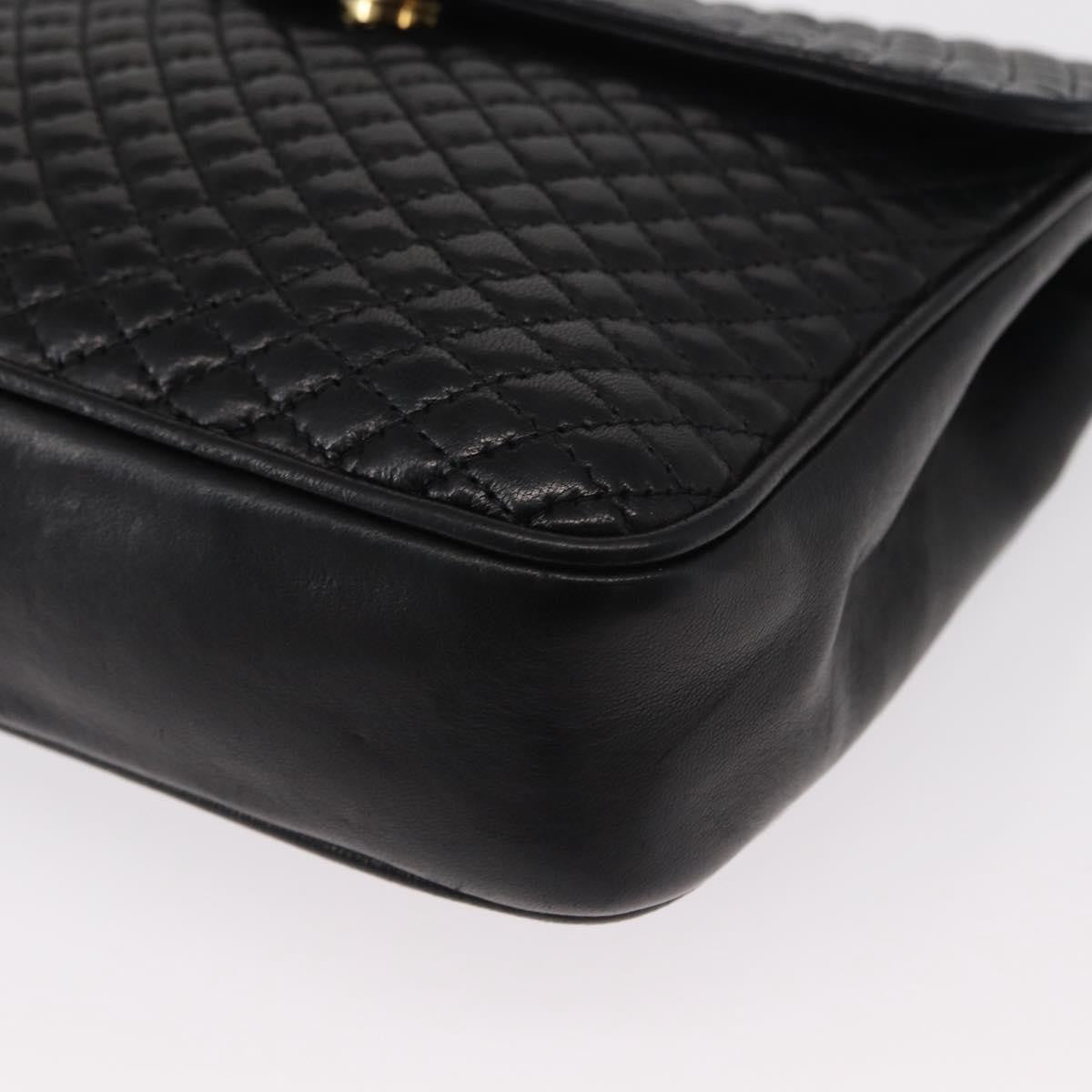 Bally Vintage Chain Shoulder Bag Quilted Leather, BLACK, LEATHER, Shoulder bag