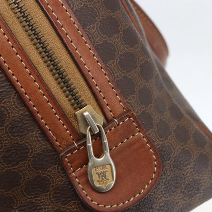 Celine Boston Bag Triomphe Coated Canvas, BROWN, CANVAS, Handbag