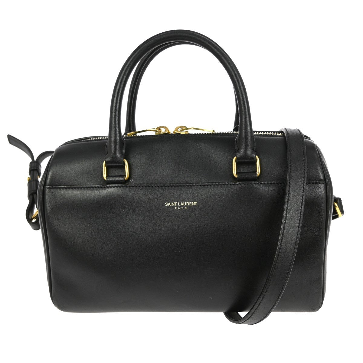 Saint Laurent Classic Baby Duffle Bag Leather, BLACK, LEATHER, Handbag
