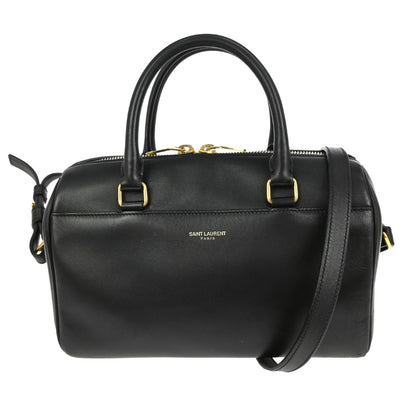 Saint Laurent Classic Baby Duffle Bag Leather, BLACK, LEATHER, Handbag