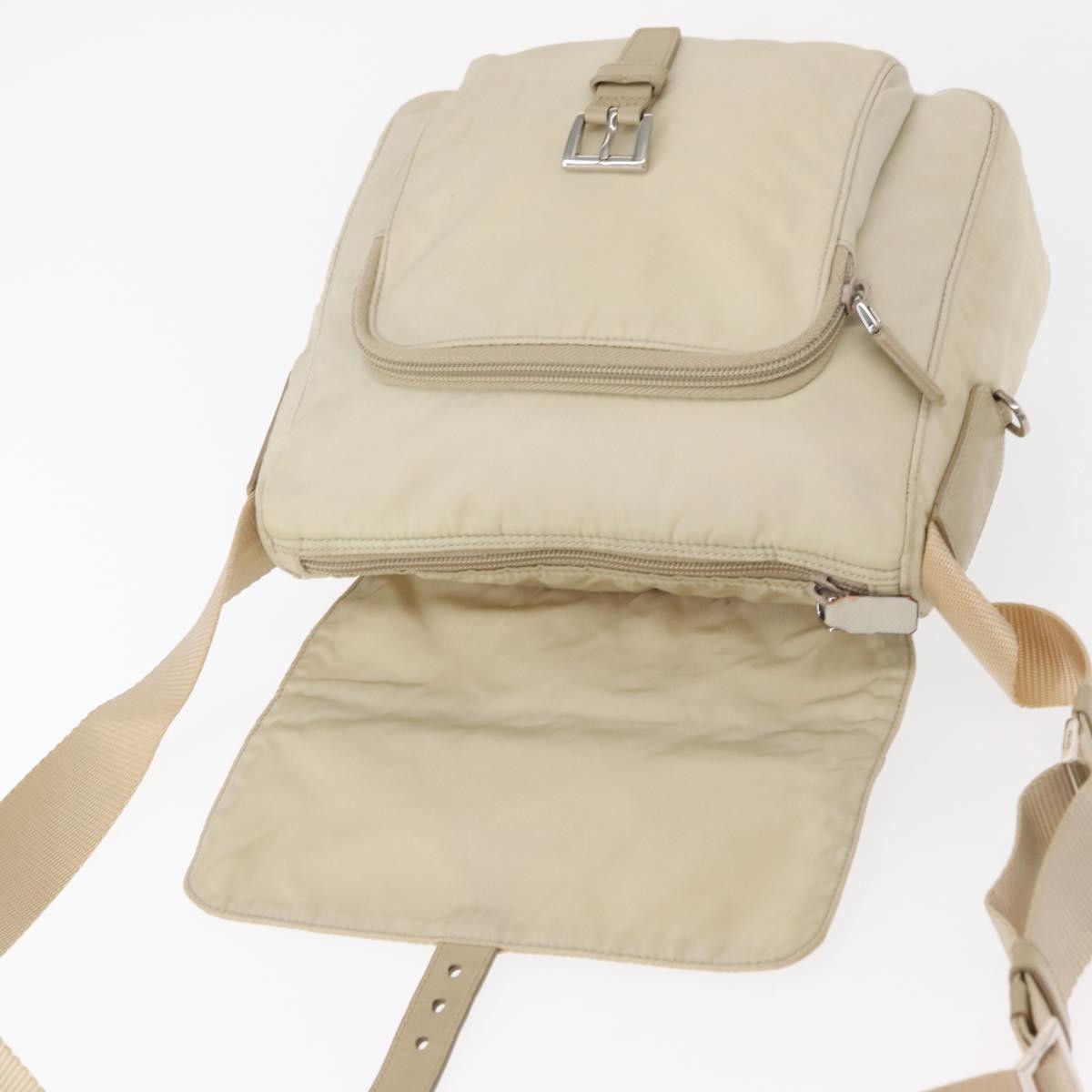 Prada Buckle Messenger Bag Tessuto, BEIGE, NYLON, Shoulder bag