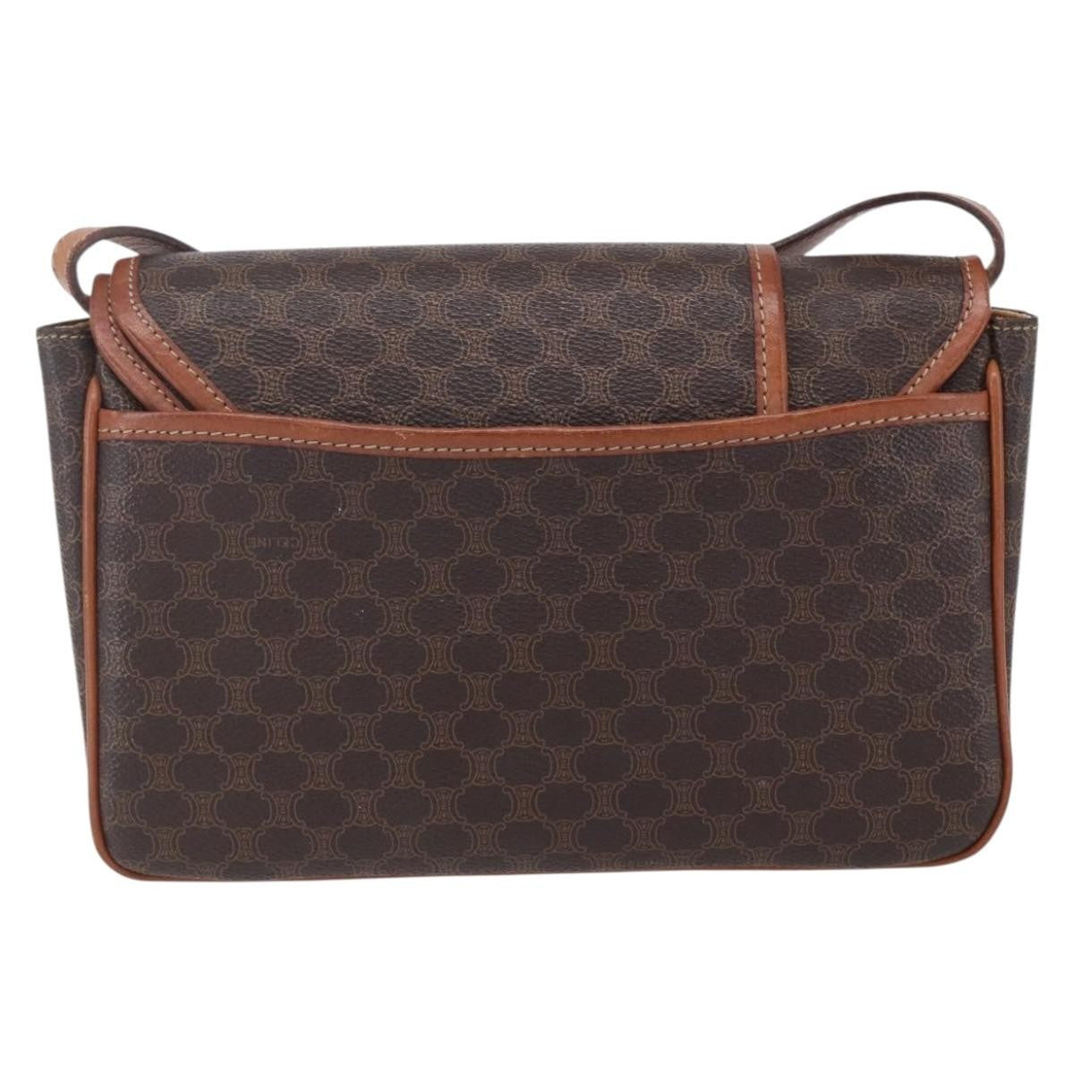 Celine Vintage Macadam Shoulder Bag Canvas and Leather, BROWN, CANVAS, Shoulder bag