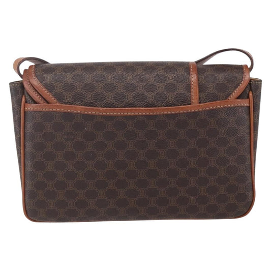 Celine Vintage Macadam Shoulder Bag Canvas and Leather, BROWN, CANVAS, Shoulder bag