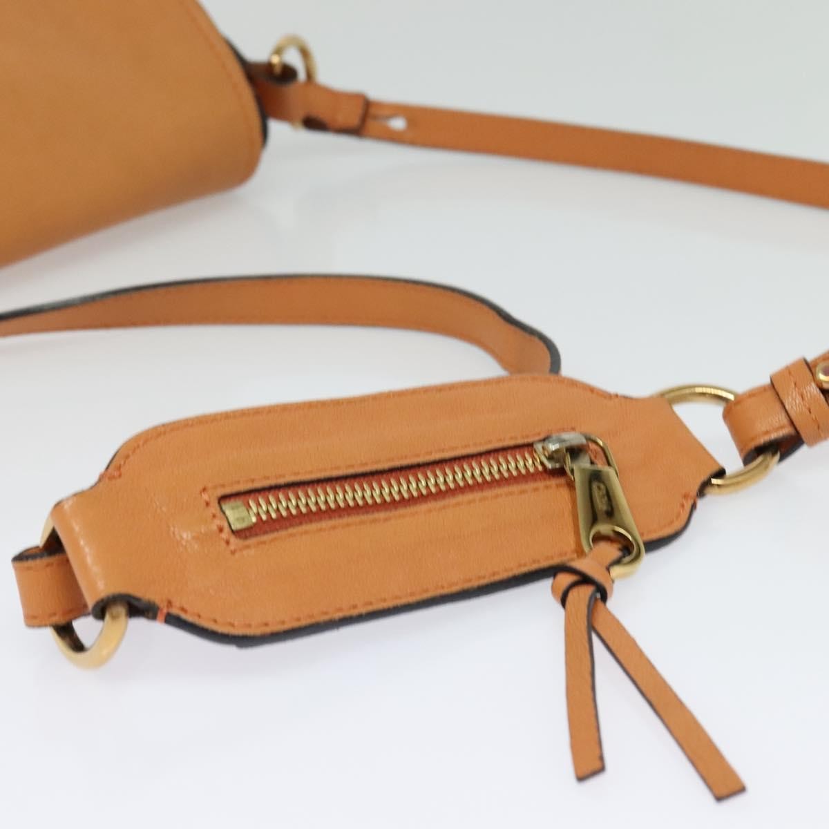 Chloe Elsie Shoulder Bag Perforated Leather, ORANGE, LEATHER, Shoulder bag