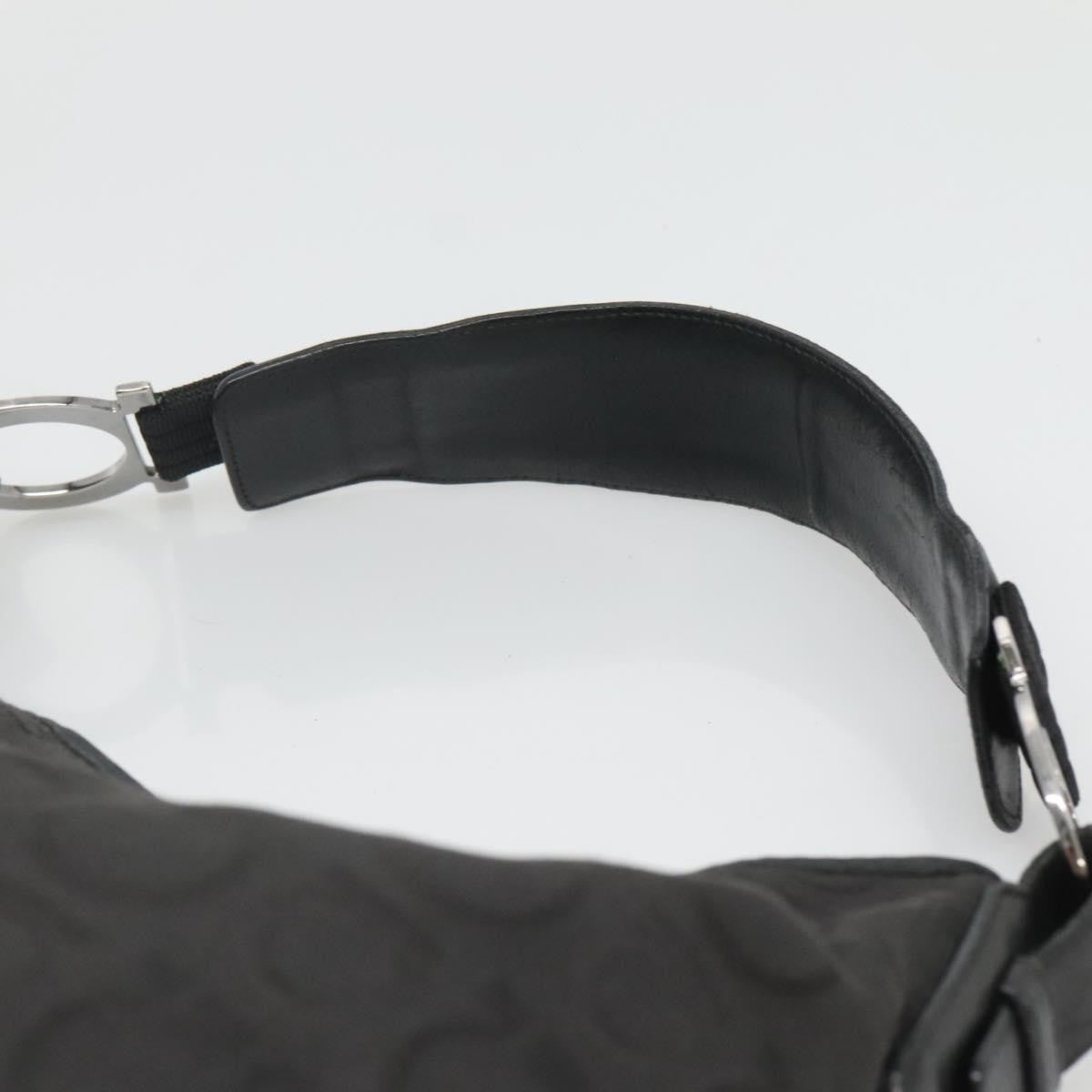 Salvatore Ferragamo Gancini Shoulder Bag Canvas, BLACK, CANVAS, Shoulder bag