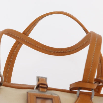 Prada Bowler Bag Canvas with Leather, BEIGE, CANVAS, Handbag