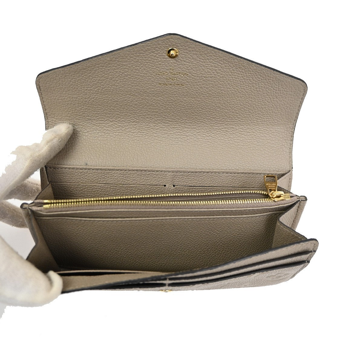 Louis Vuitton Portefeuille Sarah Wallet Monogram Empreinte, BEIGE, LEATHER, Wallets