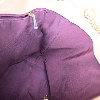 Chanel On My Shoulder Drawstring Bag Quilted Calfskin, BEIGE, LEATHER, Shoulder bag