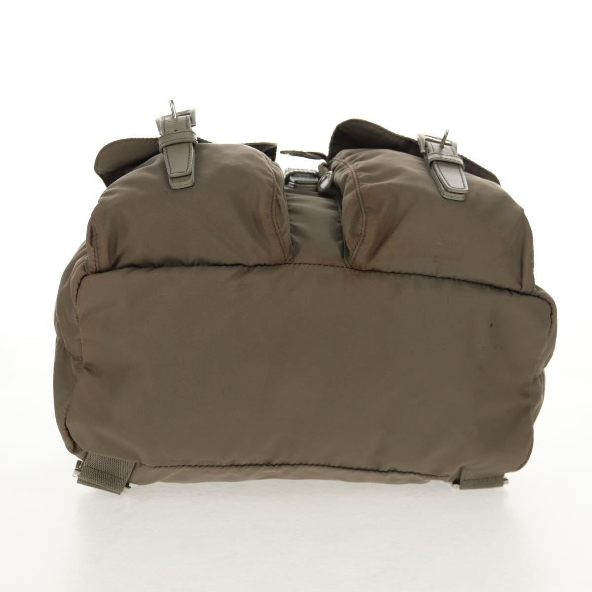 Prada Vela Double Front Pocket Backpack Tessuto with Saffiano Leather, GRAY, NYLON, Backpack