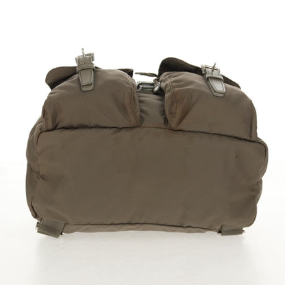 Prada Vela Double Front Pocket Backpack Tessuto with Saffiano Leather, GRAY, NYLON, Backpack