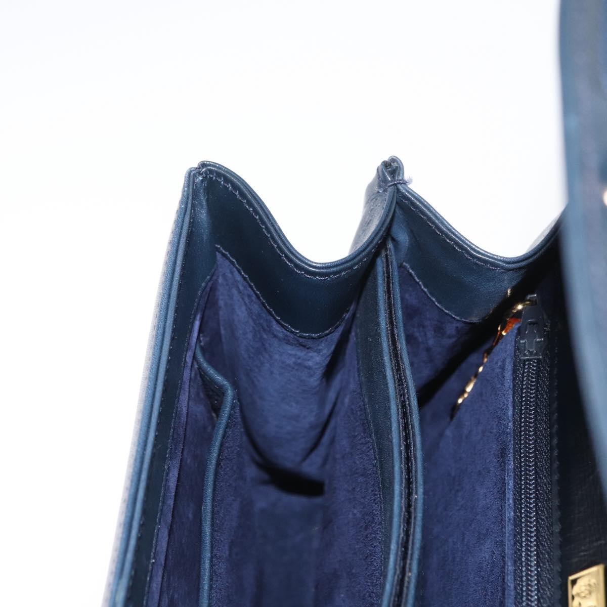 Gucci Vintage Handbag Leather, NAVY, LEATHER, Handbag