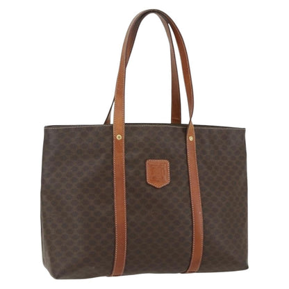 Celine Vintage Macadam Tote bag Canvas and Leather, BROWN, CANVAS, Tote bag