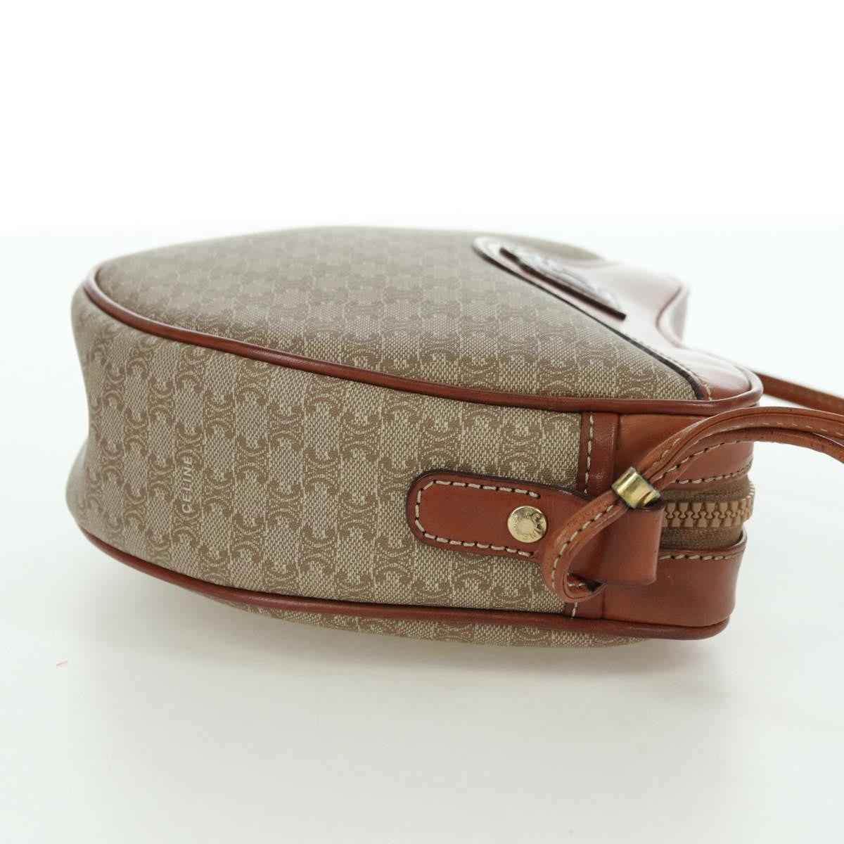 Celine Vintage Macadam Shoulder Bag Canvas and Leather, BEIGE, CANVAS, Shoulder bag