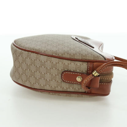 Celine Vintage Macadam Shoulder Bag Canvas and Leather, BEIGE, CANVAS, Shoulder bag