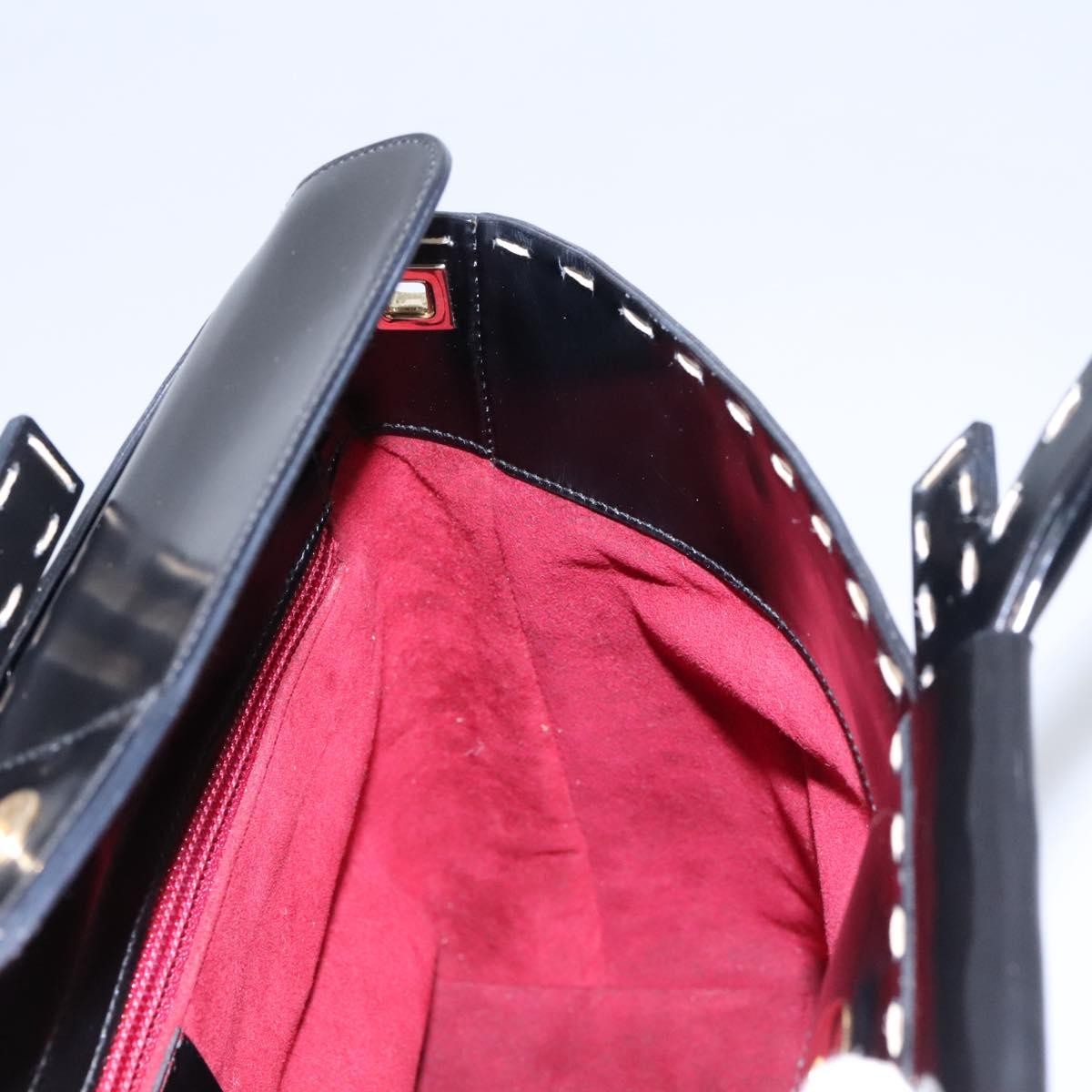 Salvatore Ferragamo Gancini handbag Patent leather, BLACK, PATENT_LEATHER, Handbag