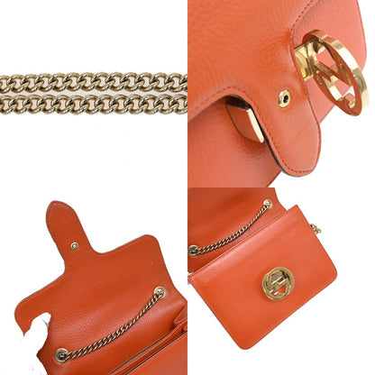 Gucci Interlocking Shoulder Bag Leather, ORANGE, LEATHER, Shoulder bag
