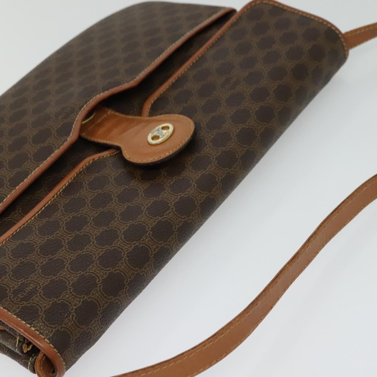 Celine Macadam Shoulder Bag PVC Leather, BROWN, CANVAS, Shoulder bag