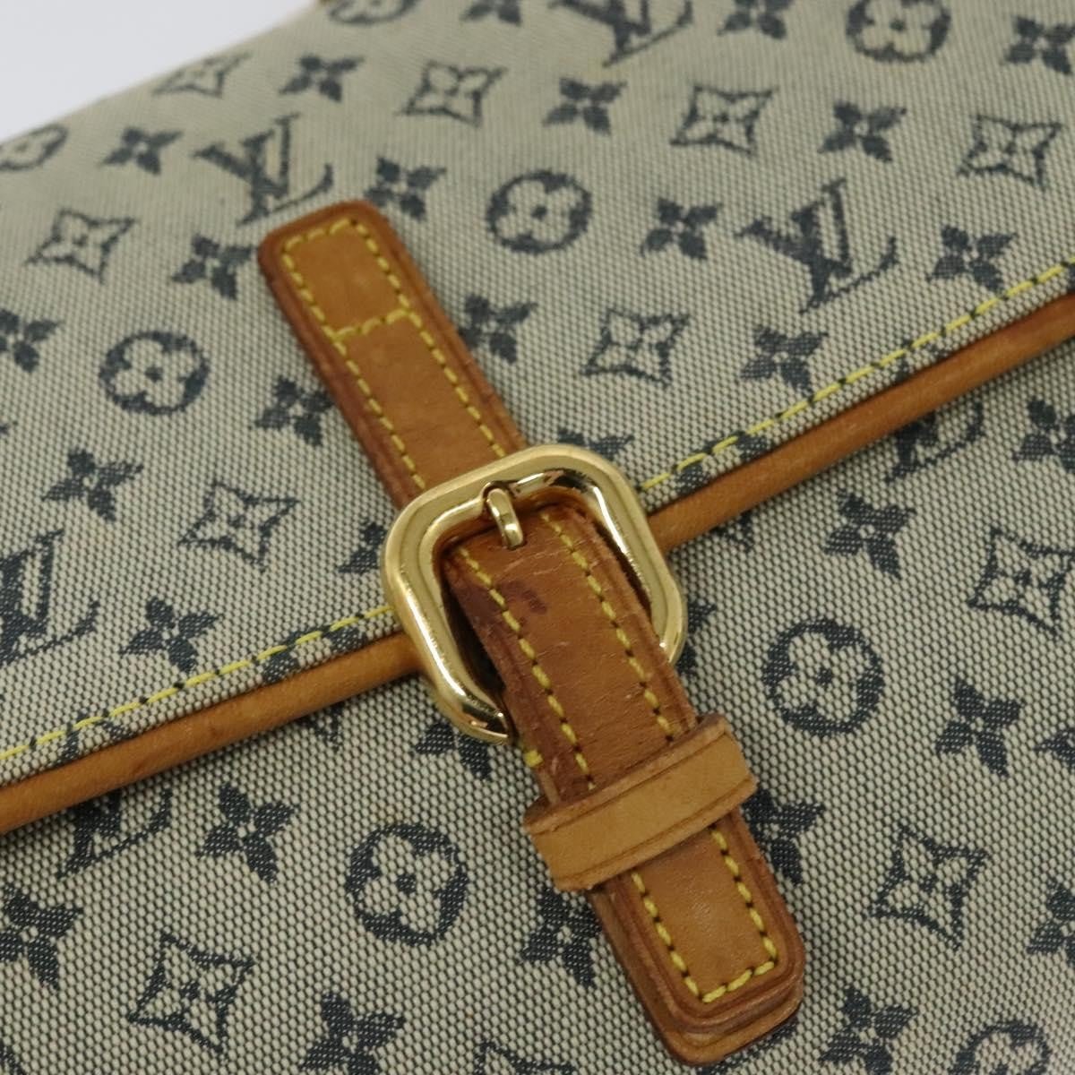 Louis Vuitton Camille Messenger Bag Mini Lin, BLUE, CANVAS, Crossbody bag