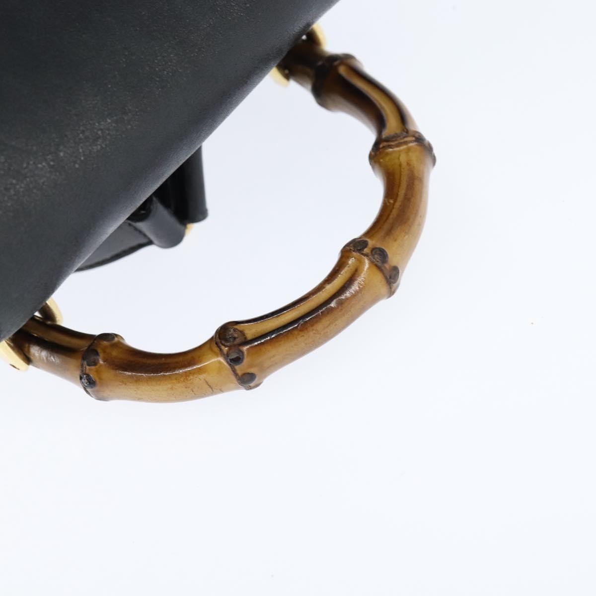 Gucci Vintage Bamboo Backpack Leather, BLACK, LEATHER, Backpack