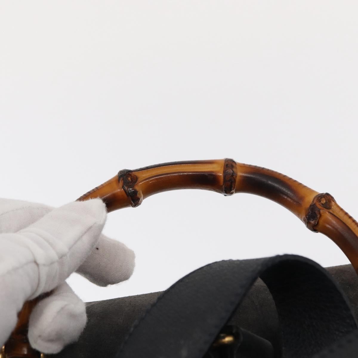 Gucci Vintage Bamboo Backpack Suede, NAVY, SUEDE, Backpack