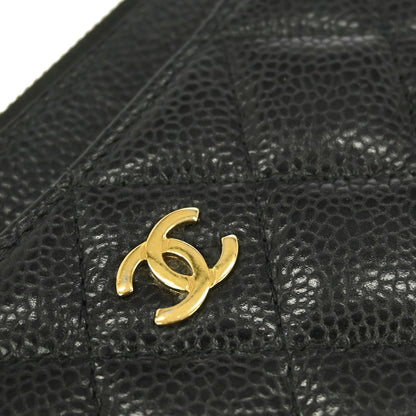 Chanel CC Card Case Quilted Caviar, BLACK, LEATHER, Wallets
