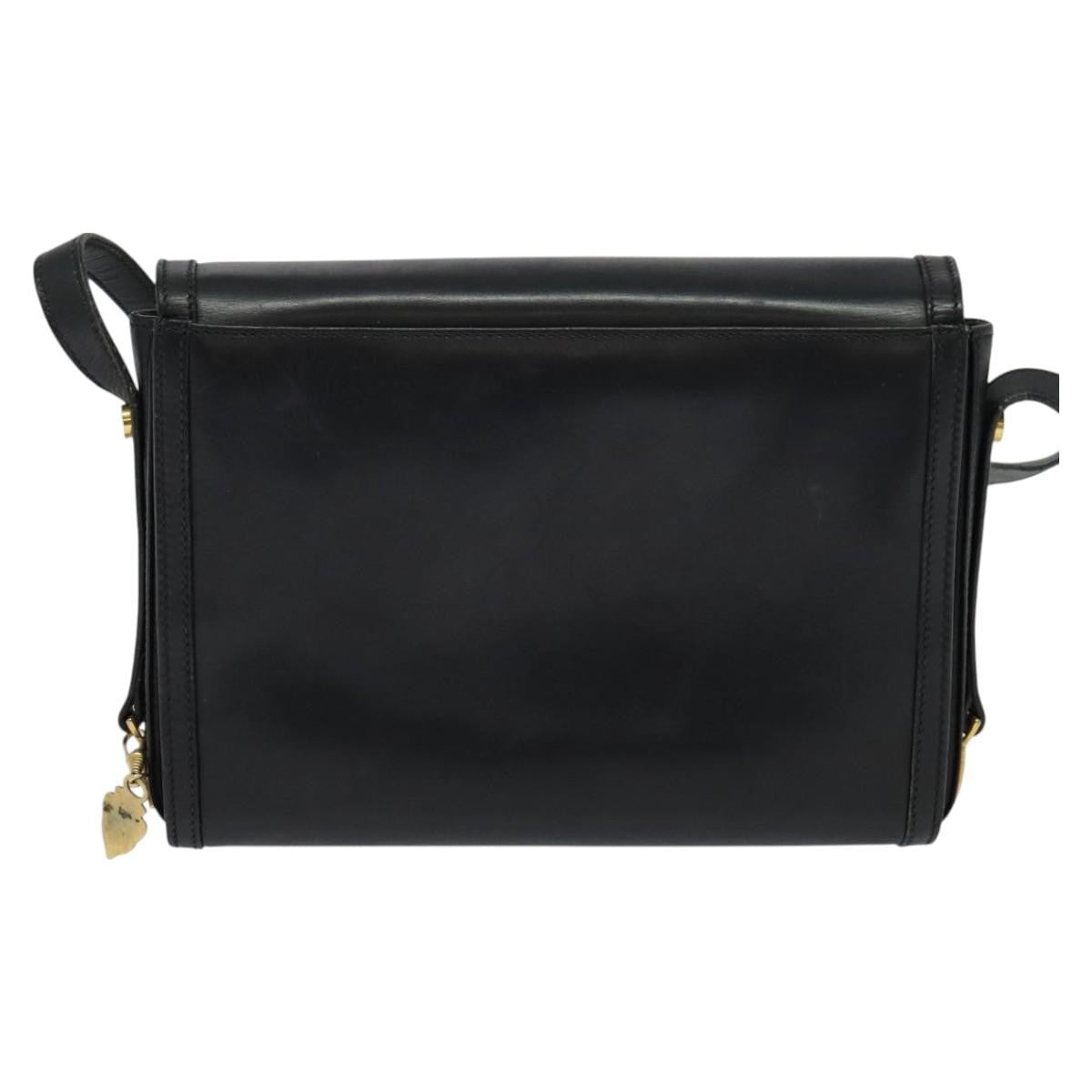 Gucci Vintage Flap Crossbody Bag Leather, BLACK, LEATHER, Shoulder bag