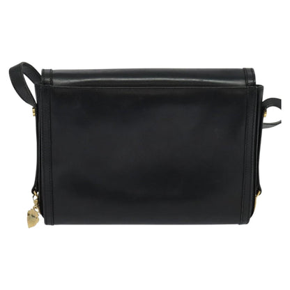 Gucci Vintage Flap Crossbody Bag Leather, BLACK, LEATHER, Shoulder bag