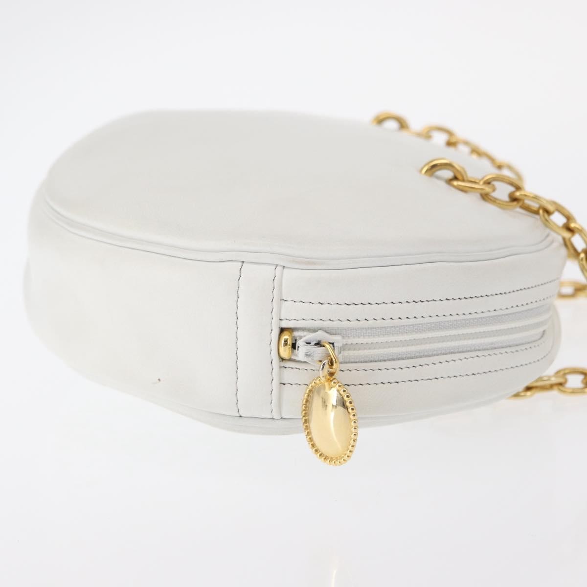 Christian Dior Vintage Zip Shoulder Bag Leather, WHITE, LEATHER, Shoulder bag