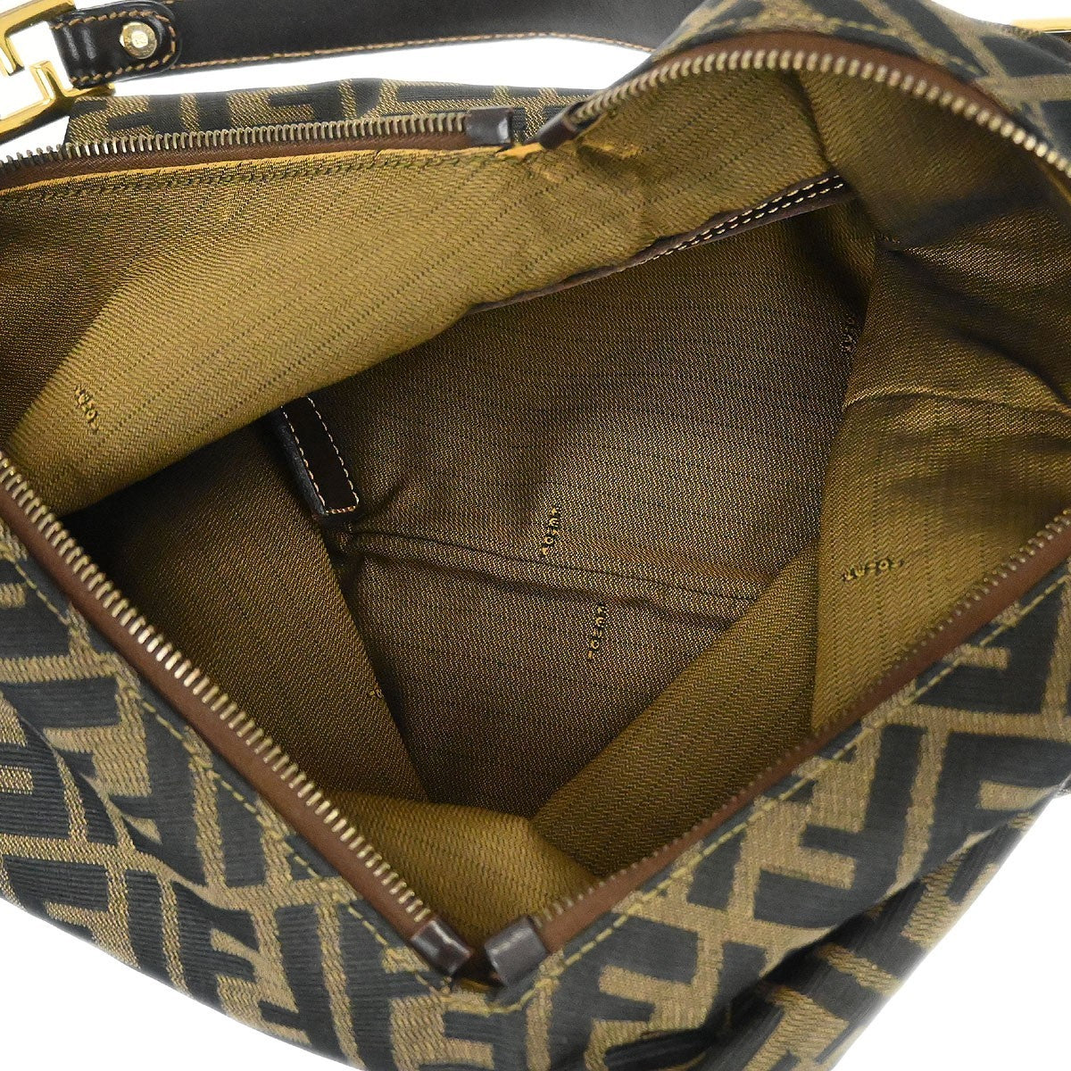 Fendi Vintage Zip Hobo Zucca Canvas, BROWN, CANVAS, Shoulder bag