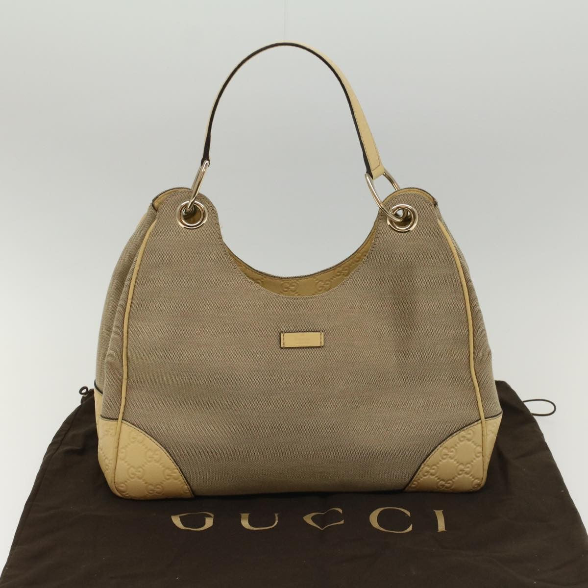 Gucci Colbert Hobo Canvas with Leather, BROWN, CANVAS, Shoulder bag