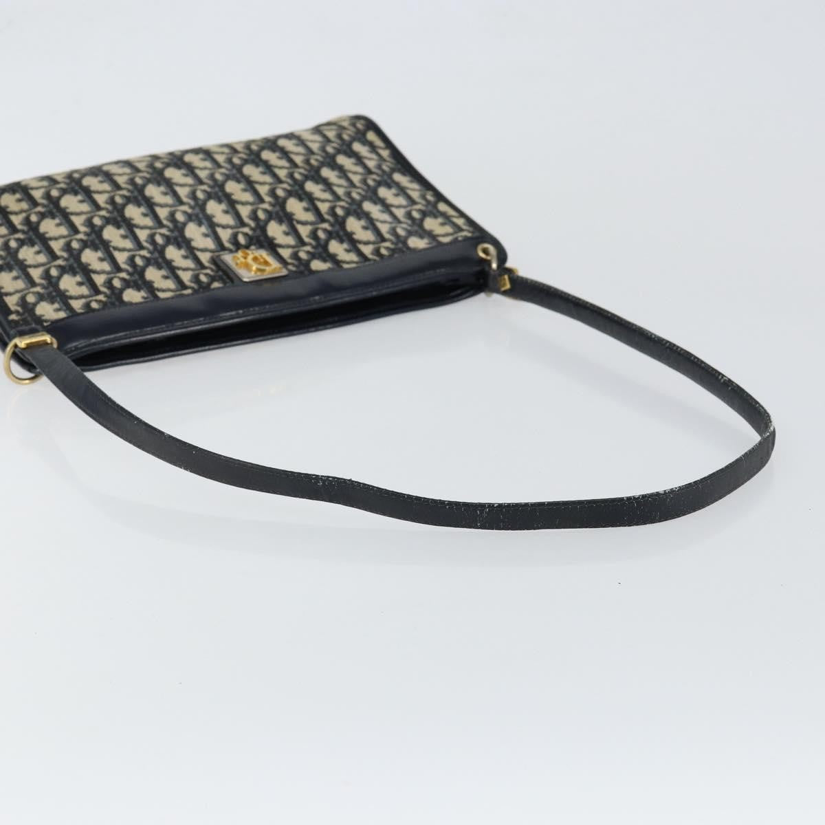 Christian Dior Vintage Trotter Shoulder Bag Canvas, NAVY, CANVAS, Shoulder bag