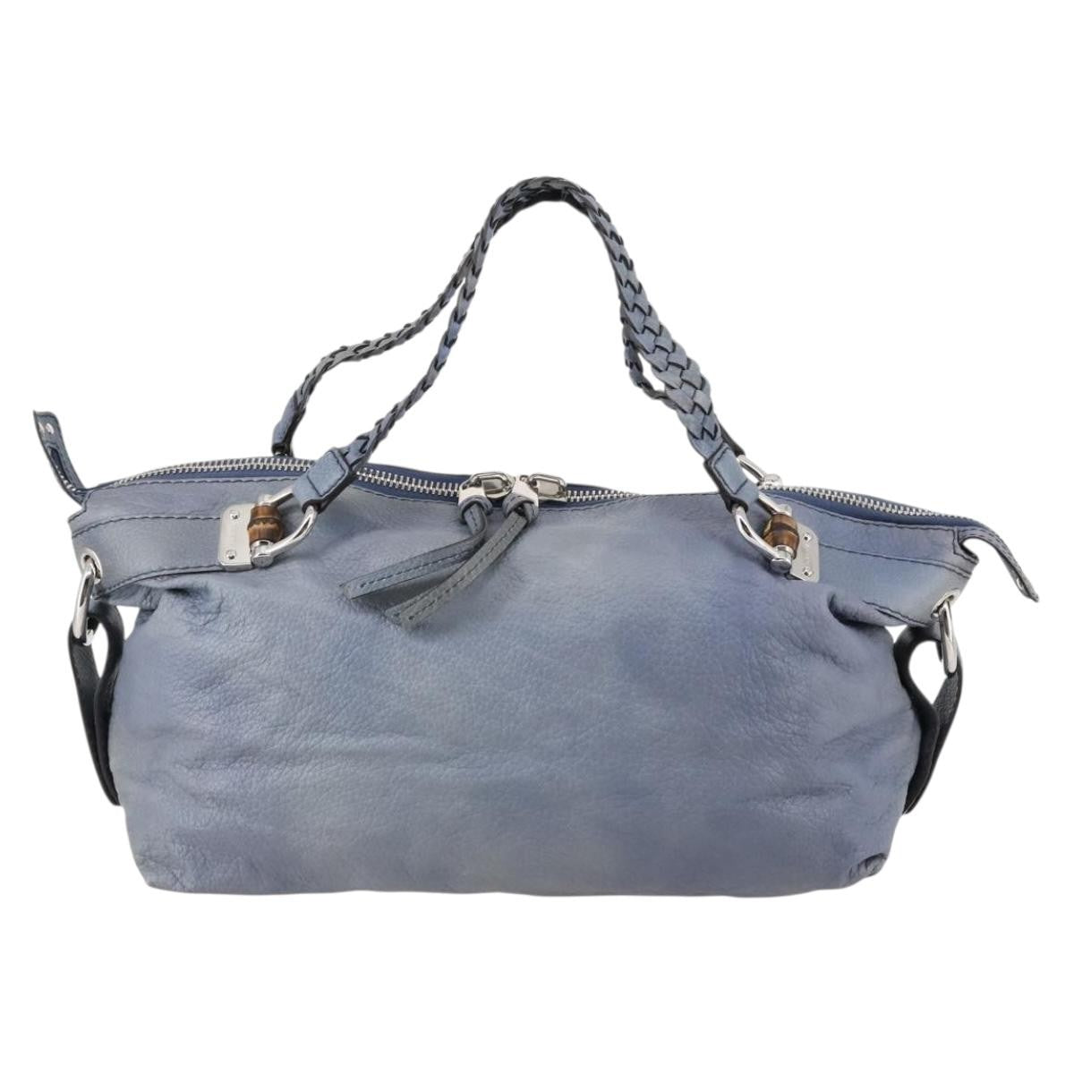 Gucci Bamboo Bar Shoulder Bag Leather, BLUE, LEATHER, Shoulder bag