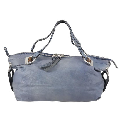 Gucci Bamboo Bar Shoulder Bag Leather, BLUE, LEATHER, Shoulder bag