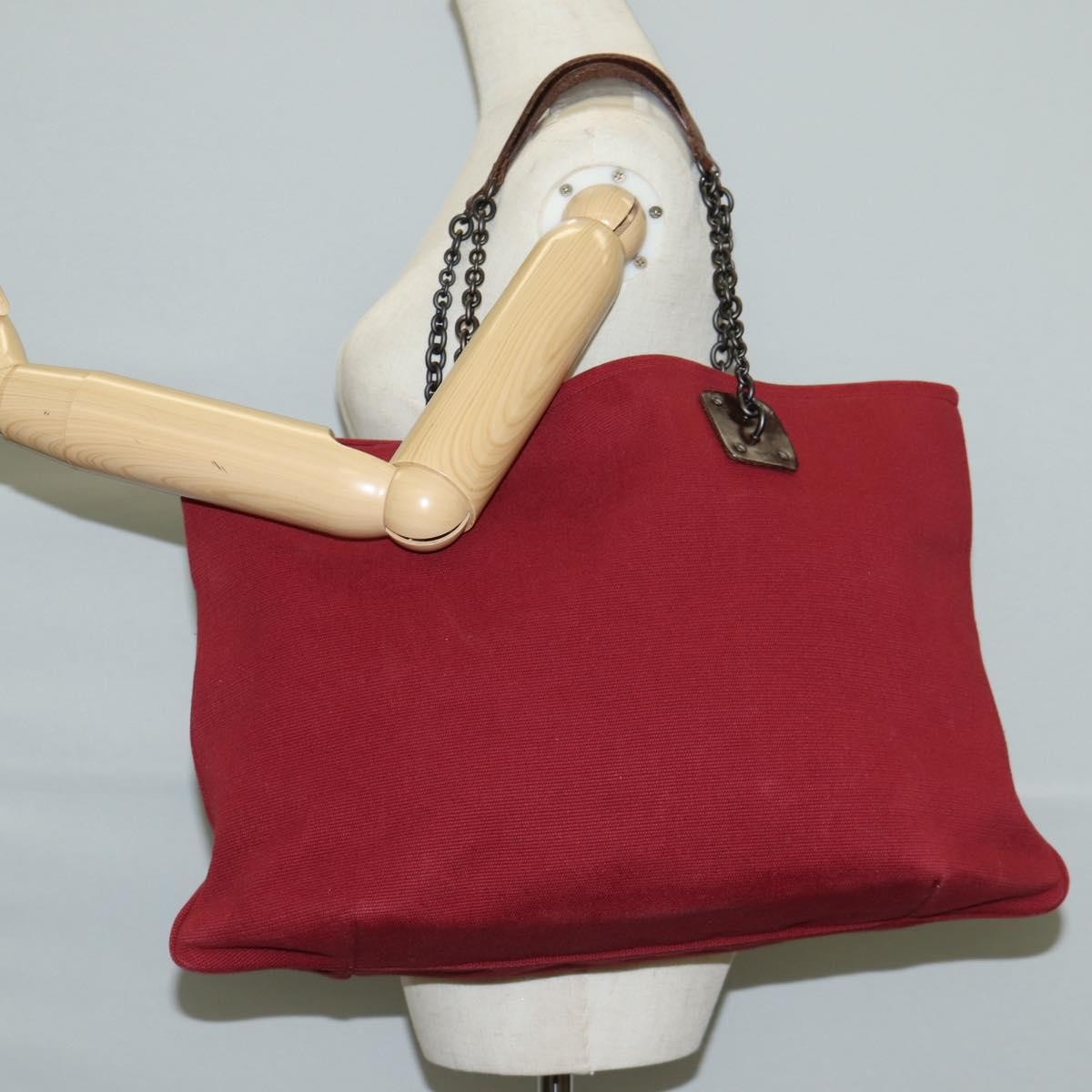 Bottega Veneta Double Chain Tote Canvas, RED, CANVAS, Tote bag
