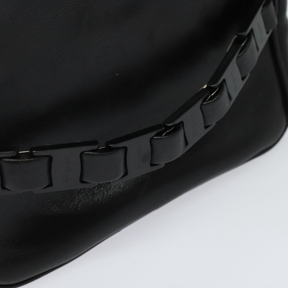 Salvatore Ferragamo Vintage Gancini Pochette Leather, BLACK, LEATHER, Handbag