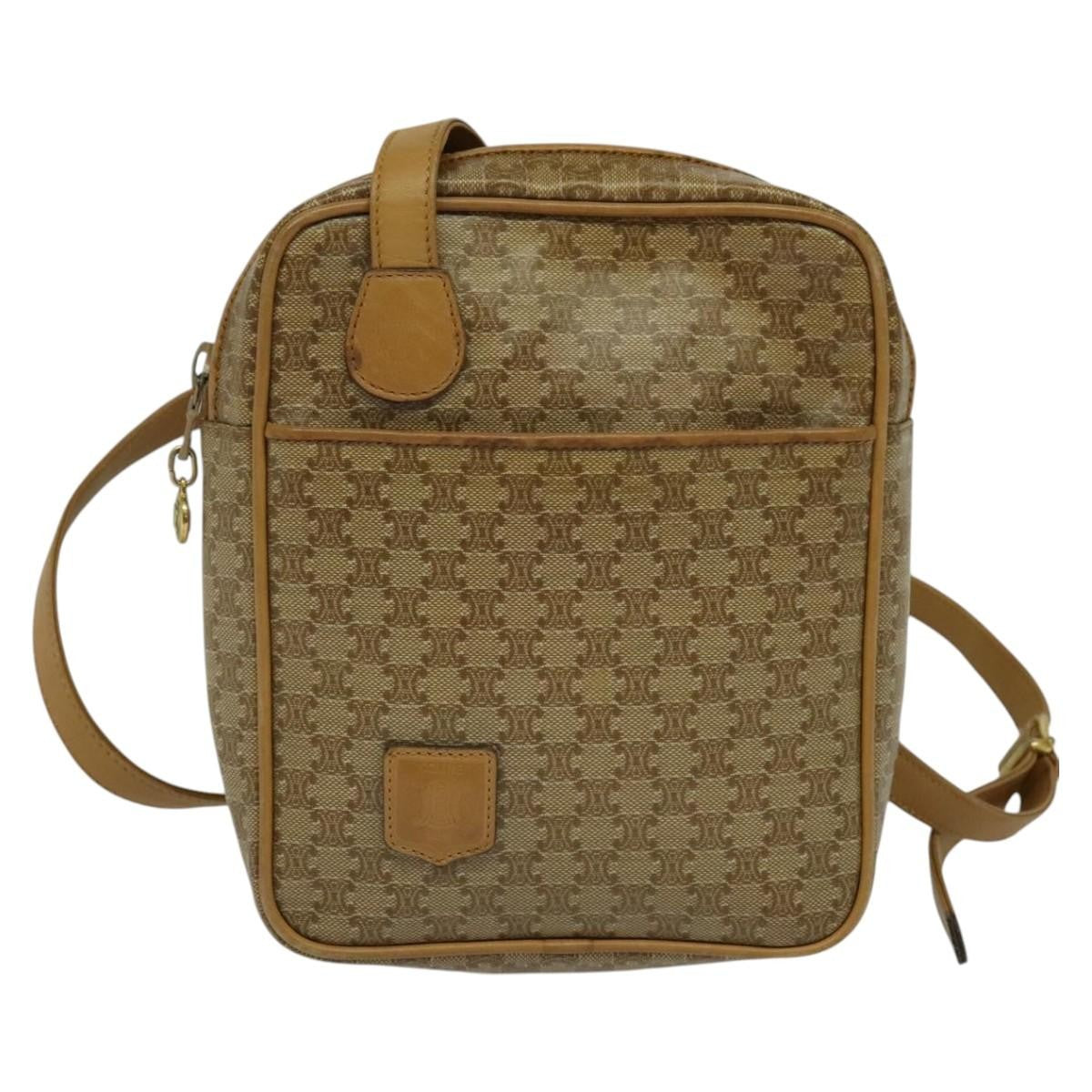 Celine Vintage Macadam Shoulder Bag Canvas, BEIGE, CANVAS, Shoulder bag