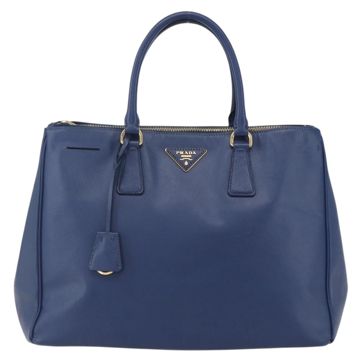 Prada Galleria Double Zip Tote Saffiano Leather, BLUE, LEATHER, Tote bag