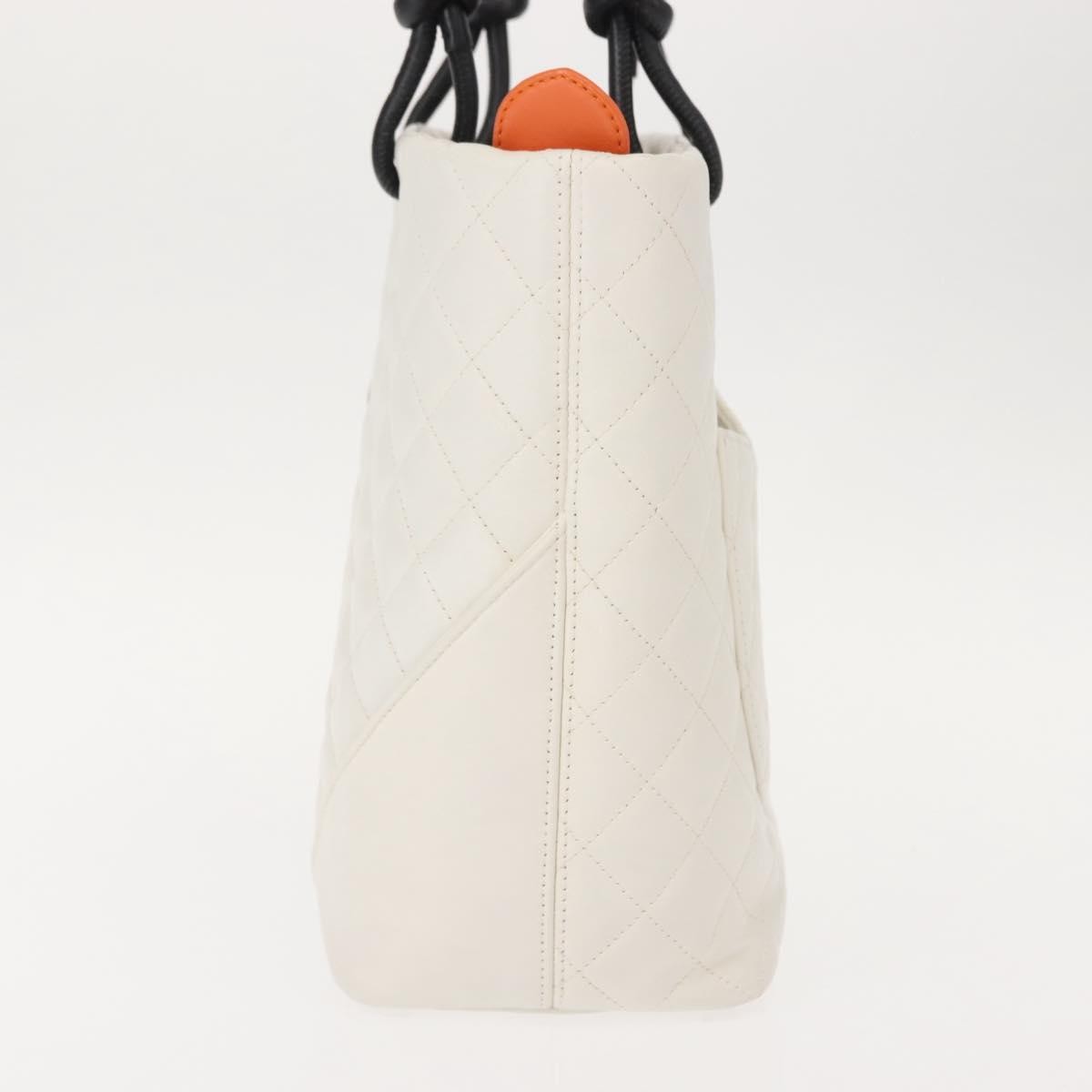 Chanel Cambon Tote Quilted Leather, WHITE, LEATHER, Tote bag