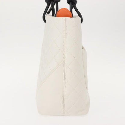 Chanel Cambon Tote Quilted Leather, WHITE, LEATHER, Tote bag
