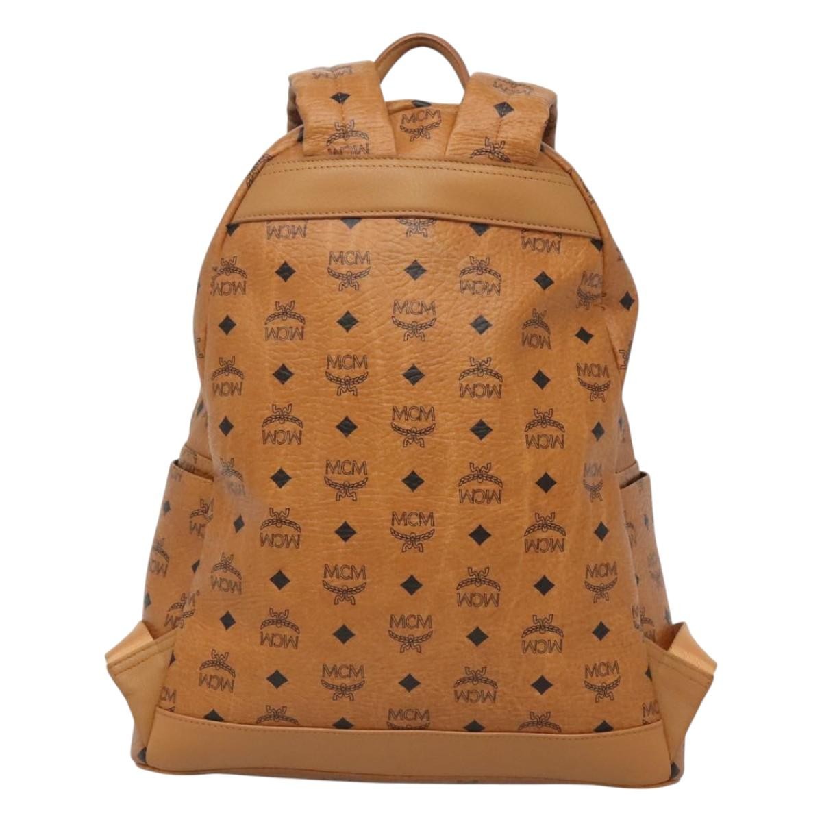 MCM Vicetos Logo PVC Cuir, BROWN, CANVAS, Backpack