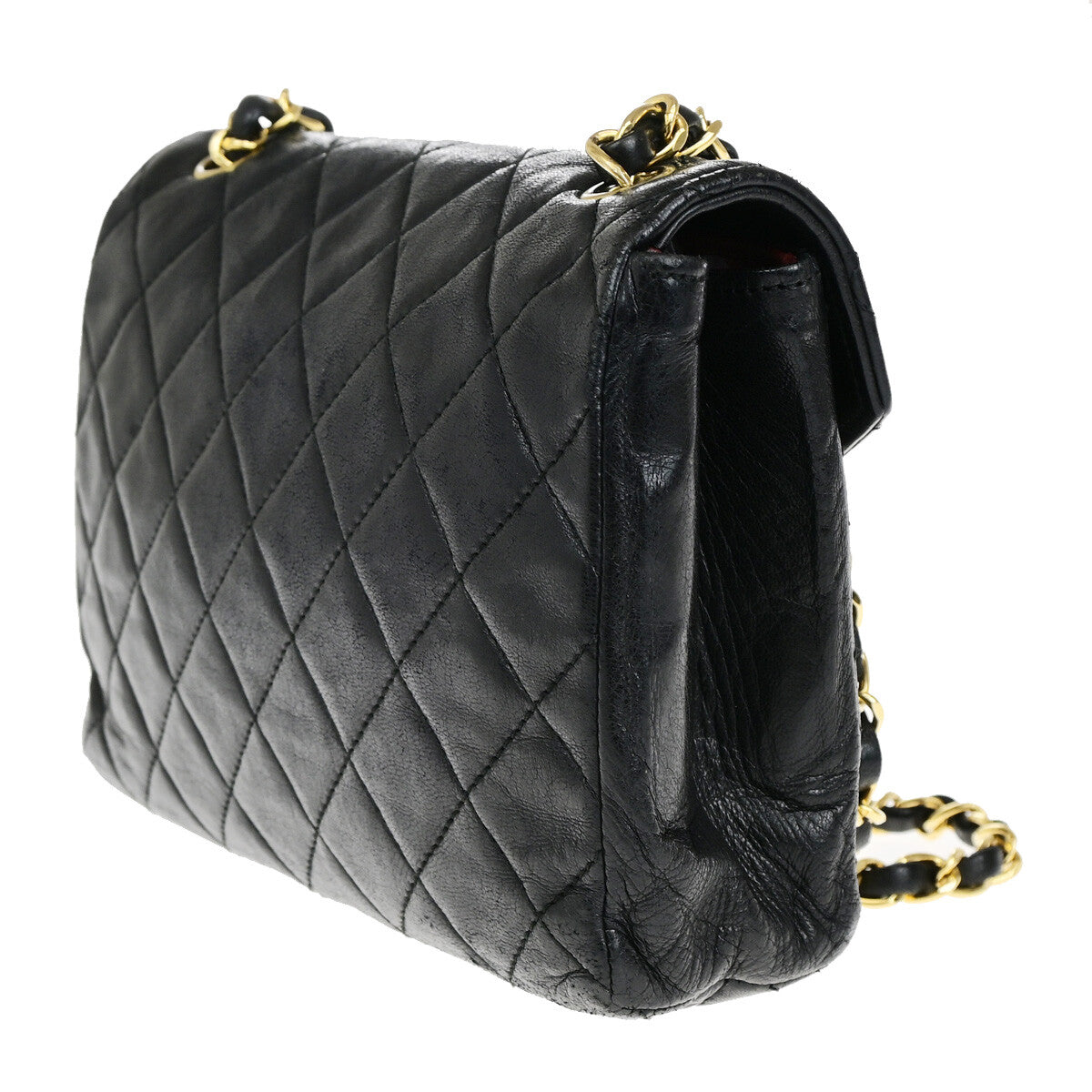 Chanel Vintage Envelope Flap Bag Quilted Lambskin, BLACK, LEATHER, Shoulder bag
