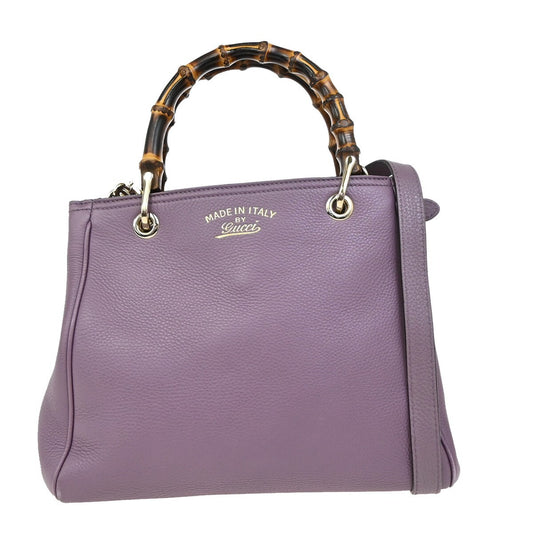 Gucci Bamboo shopper bag Leather, PURPLE, LEATHER, Tote bag