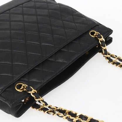 Chanel Vintage Shopping Tote Quilted Lambskin, BLACK, LEATHER, Tote bag
