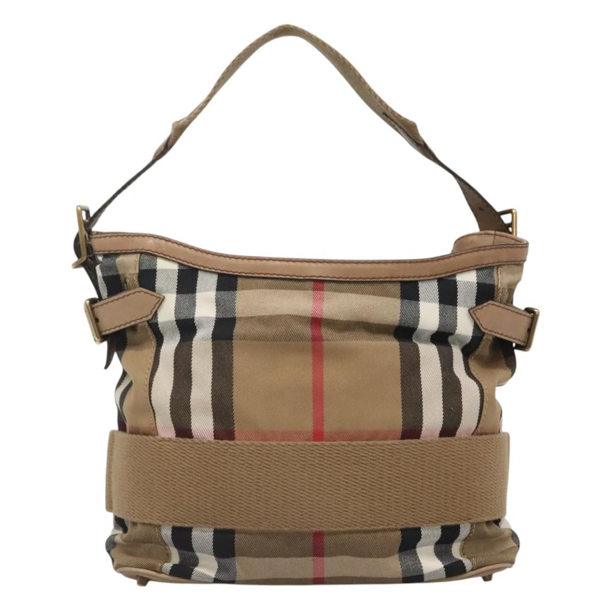 Burberry Parsons Hobo House Check Canvas and Leather, BEIGE, CANVAS, Shoulder bag