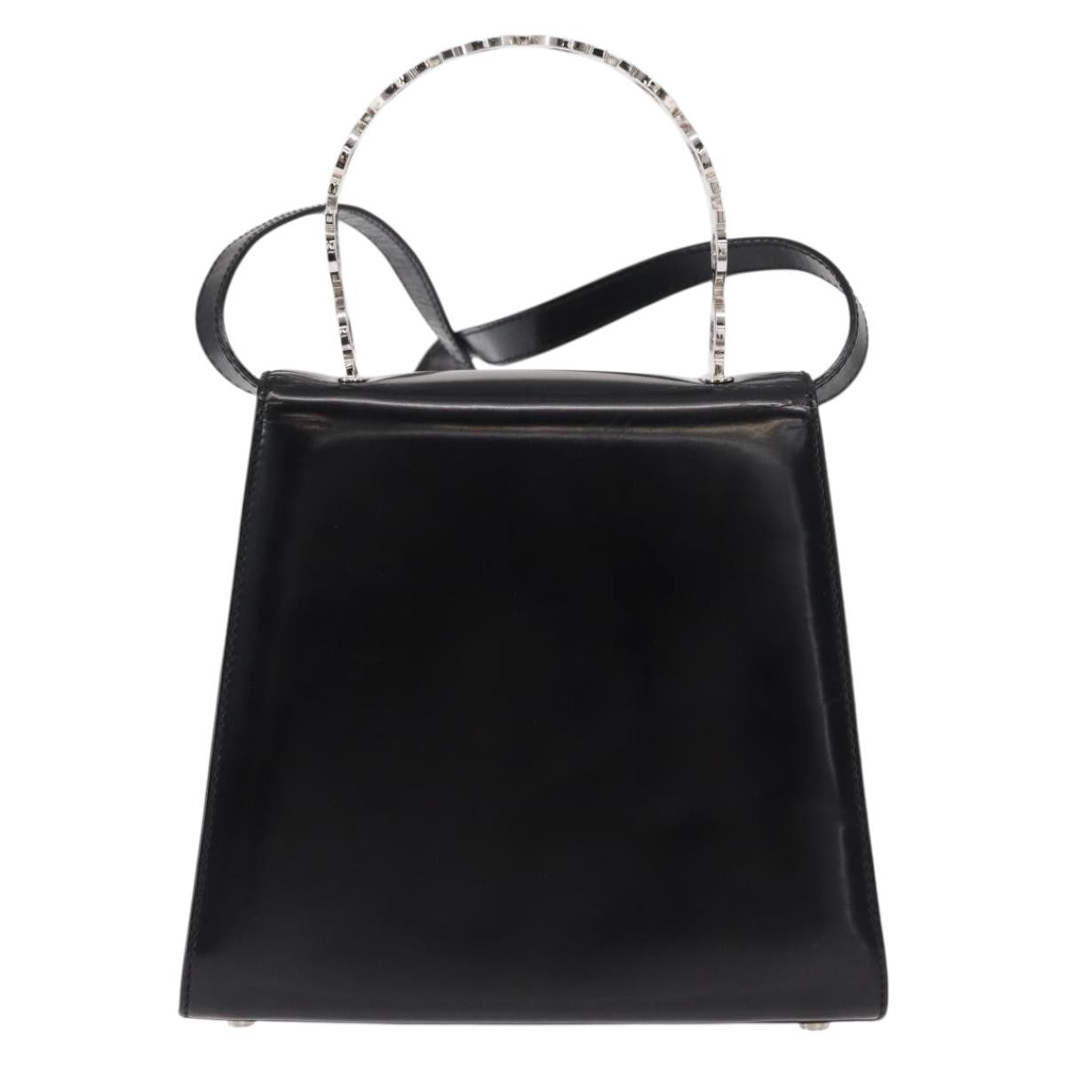 Salvatore Ferragamo Gancini handbag Leather, BLACK, LEATHER, Handbag