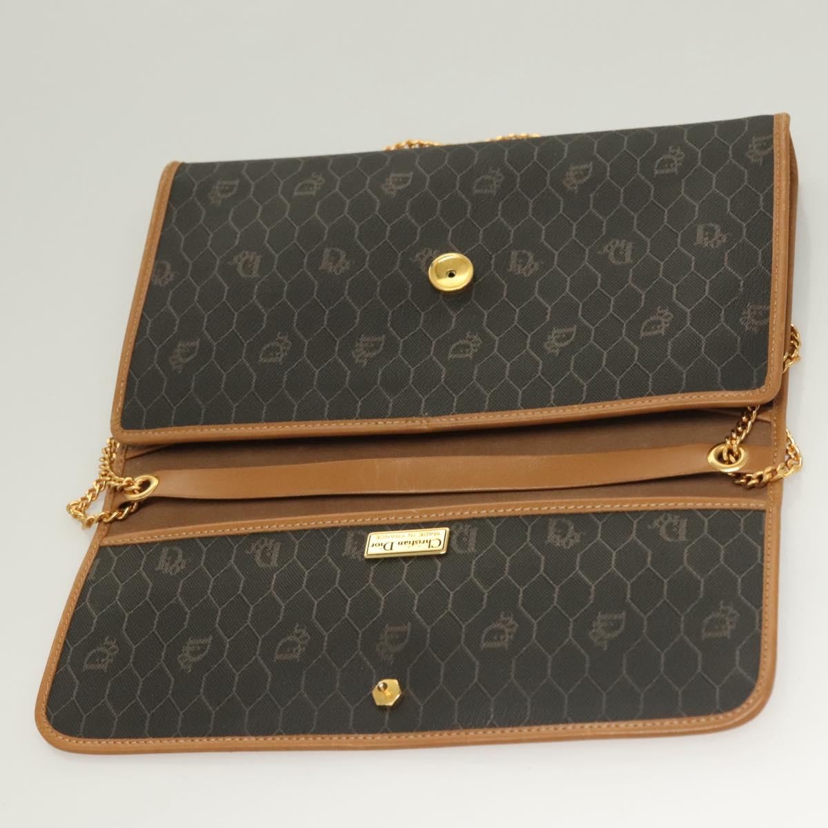 Christian Dior Vintage Honeycomb chain Canvas, BLACK, CANVAS, Handbag