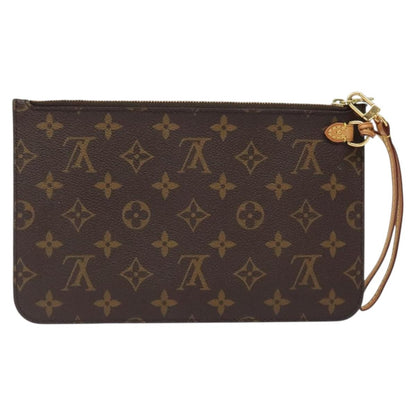 Louis Vuitton Neverfull Pochette Monogram Canvas, BROWN, CANVAS, Clutche & pouche